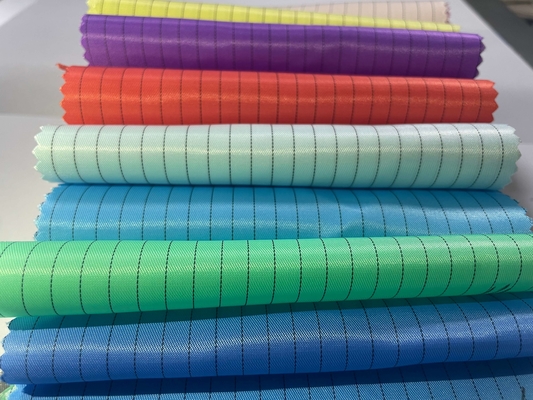 100% poliestrowe antystatyczne tkaniny przewodzące Stripe Anti-Static Esd Poly Twill Grid Tkaniny na mundury