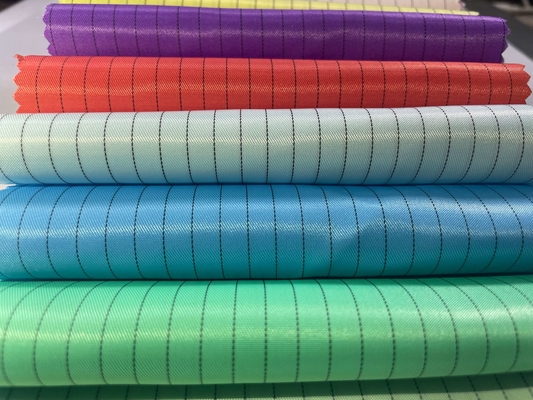 100% poliestrowe antystatyczne tkaniny przewodzące Stripe Anti-Static Esd Poly Twill Grid Tkaniny na mundury