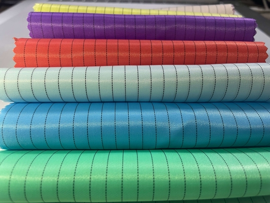 100% poliestrowe antystatyczne tkaniny przewodzące Stripe Anti-Static Esd Poly Twill Grid Tkaniny na mundury