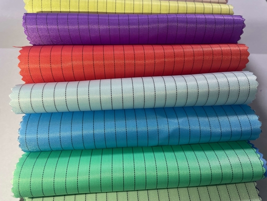 100% poliestrowe antystatyczne tkaniny przewodzące Stripe Anti-Static Esd Poly Twill Grid Tkaniny na mundury