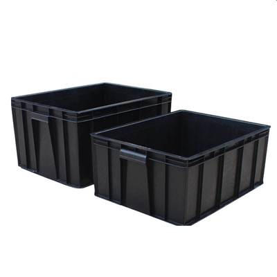 Plastikowe pudełko Esd Pomieszczenie czyste Czarny plastikowy sejf z cyrkulacją Esd Tace Pcb Pojemniki Esd do układania w stosy dla ochrony antystatycznej