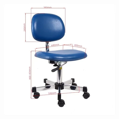 Ergonomiczne krzesło laboratoryjne ESD z regulacją wysokości antystatyczne do pomieszczeń czystych