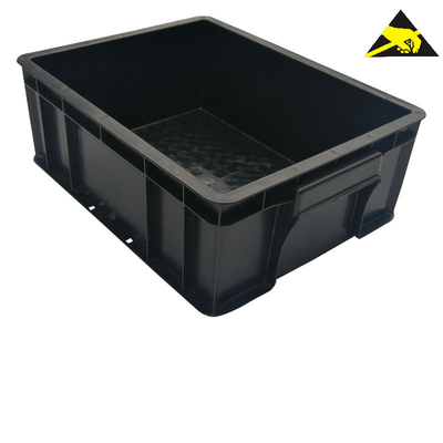 Plastikowe pudełko Esd Pomieszczenie czyste Czarny plastikowy sejf z cyrkulacją Esd Tace Pcb Pojemniki Esd do układania w stosy dla ochrony antystatycznej